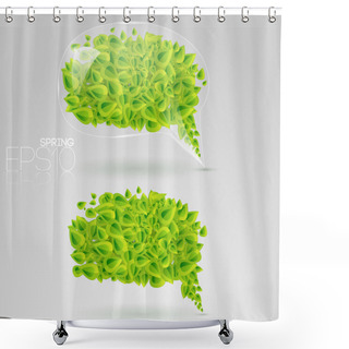 Personality  Speech Bubble Of Green Leaves. Vector Illustration. Shower Curtains
