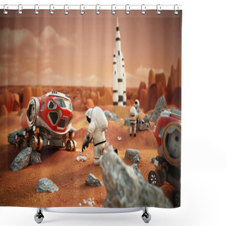 Personality  Manned Mars Mission Shower Curtains