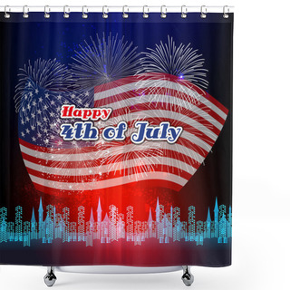 Personality  Happy 4th July Independence Day With Fireworks Background Shower Curtains