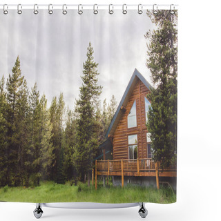 Personality  Rustic Mountain Log Cabin Shower Curtains