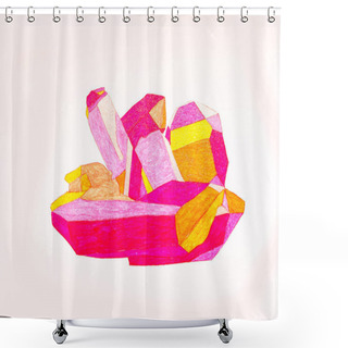 Personality  Beautiful Bright Pink Colored Crystal Mineral. Mixed Media Shower Curtains