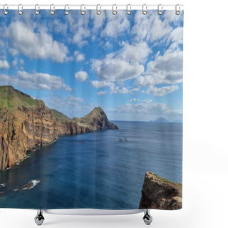 Personality  The Saint Laurent Peninsula On Madeira Island Is A Stunning Natural Enclave, Renowned For Its Rugged Cliffs And Breathtaking Coastal Views. Visitors Flock To This Picturesque Spot To Soak In The Beauty Of The Atlantic Ocean. Shower Curtains