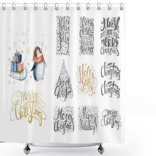 Personality  Merry Christmas Lettering  Shower Curtains