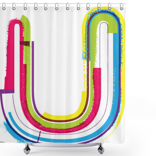Personality  Colorful Grunge LETTER U Shower Curtains