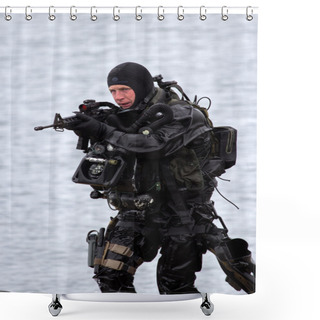 Personality  Frogman Shower Curtains