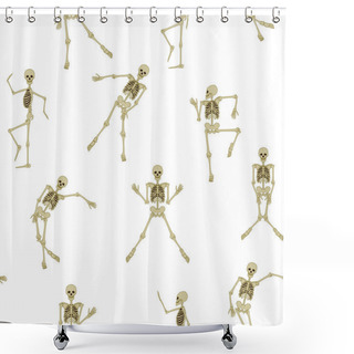 Personality  Seamless Pattern, Background With Dancing Skeletons. Shower Curtains