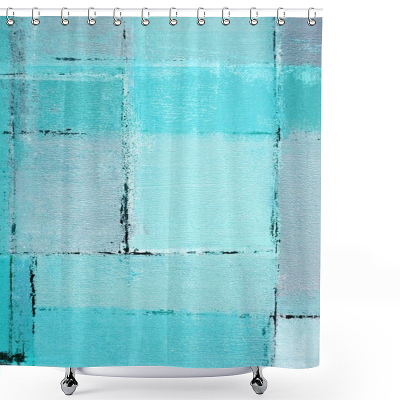 Personality  Turquoise Abstract Art Painting Shower Curtains