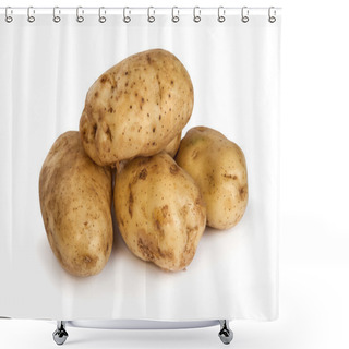 Personality  Group Of Potatoes Isolated On White Shower Curtains