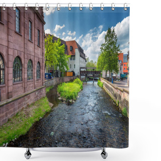 Personality  Cityscape By The River Alb In Ettlingen, Black Forest, Baden-Wur Shower Curtains
