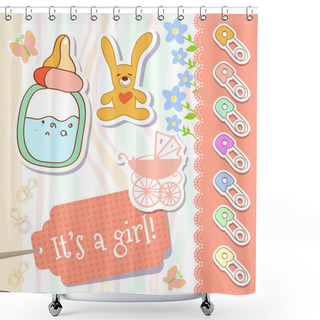 Personality  Vector Baby Girl Greeting Card Shower Curtains