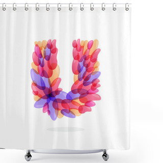 Personality  U Letter Logo Formed By Watercolor Splashes. Shower Curtains