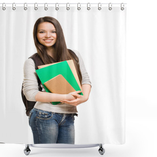 Personality  Cute Young Student Girl. Shower Curtains