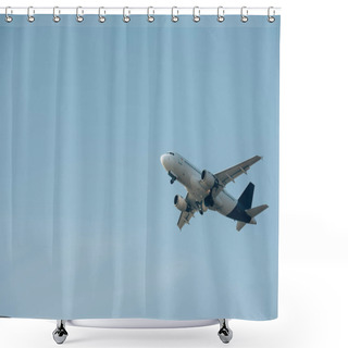Personality  Flight Departure Of Airplane In Clear Sky With Copy Space  Shower Curtains