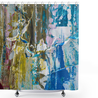 Personality  Creative Background With Blue, White And Yellow Brush Strokes Of Oil Paint Shower Curtains