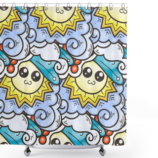 Personality  Seamless Vector Pattern With Cute Cartoon Monsters And Beasts. Nice For Packaging, Wrapping Paper, Coloring Pages, Wallpaper, Fabric, Fashion, Home Decor, Prints Etc Shower Curtains