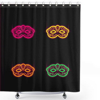 Personality  Artistic Carnival Mask To Cover Eyes Four Color Glowing Neon Vector Icon Shower Curtains
