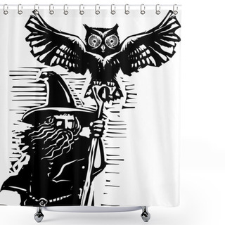 Personality  Wizard With Owl Shower Curtains