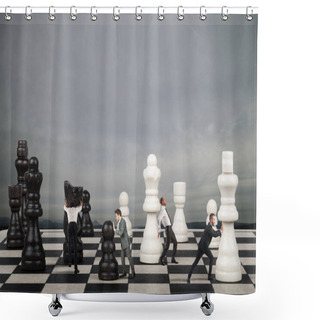 Personality  Businessmen Move The Chess Pieces.  Shower Curtains