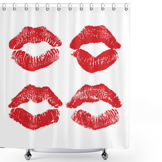 Personality  Lipstick Kiss Isolated On White, Lips Set, Design Element. Shower Curtains