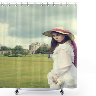 Personality  Victorian Woman With Manor House Shower Curtains