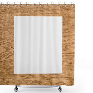 Personality  Elevated View Of Empty White Paper On Wooden Table  Shower Curtains
