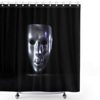 Personality  A Shiny Metallic Masquerade Mask Is Highlighted Against A Stark Black Background Shower Curtains