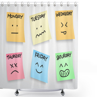 Personality  A Week Face Expression Shower Curtains