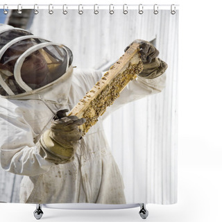 Personality  Beekeeper Inspecting Hive Frame Shower Curtains