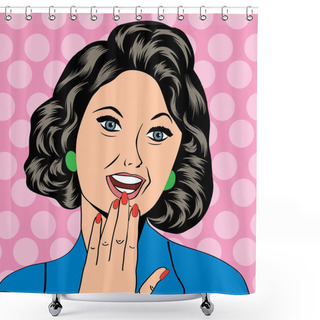 Personality  Pop Art Illustration Of A Laughing Woman Shower Curtains