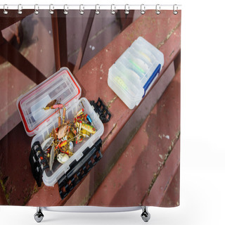 Personality  Fisherman Box With Baubles Shower Curtains