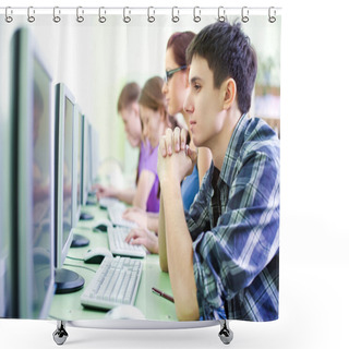 Personality  Teens In Internet-cafe Shower Curtains