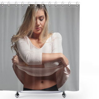 Personality  Portrait Of A Beautiful Blonde Woman Shower Curtains