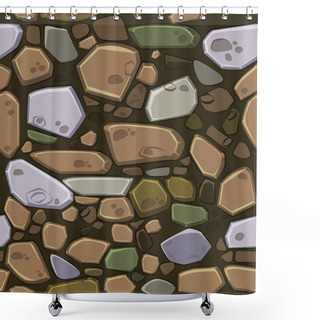 Personality  View From Above Seamless Background Texture Colored Stones. Illustration For Ui Game Element Shower Curtains