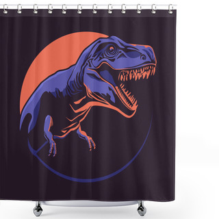 Personality  Tyrannosaurus Illustration For T Shirt Design Shower Curtains