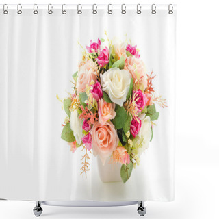 Personality  Bouquet Flowers Isolated On White Shower Curtains
