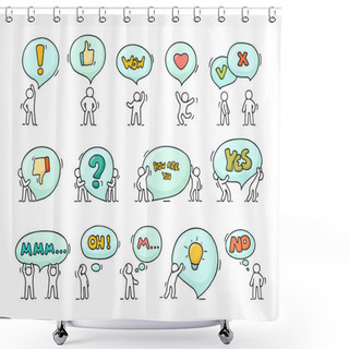 Personality   Icons Set With Little People.  Shower Curtains