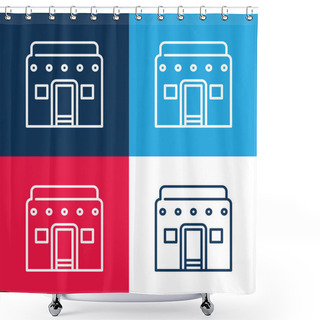 Personality  African Blue And Red Four Color Minimal Icon Set Shower Curtains