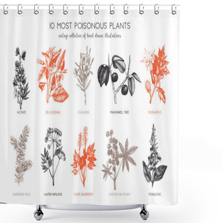 Personality  Vintage Noxious Plants Sketch Collection Shower Curtains