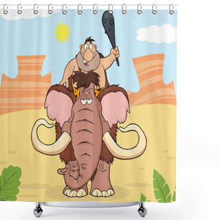 Personality  Funny Caveman Over Mammoth Shower Curtains