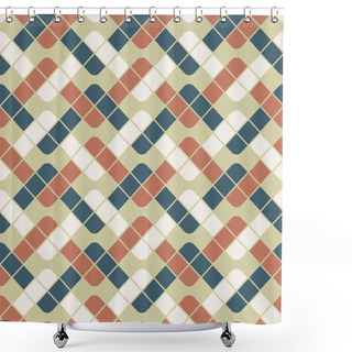 Personality  Seamless Repeating Pattern With Wavy Lines Intertwined With Each Other. Abstract Geometric Style. Mosaic Design Made From Small Square Tiles. Vector Illustration. Shower Curtains