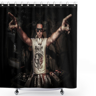 Personality  DJ In Action Shower Curtains