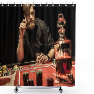 Personality  Man Playing Poker Shower Curtains