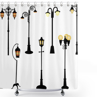 Personality  Street Lamp - Vector Shower Curtains