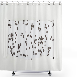 Personality  Ragged Textured White Paper With Curl Edges On Black And White Dotted Background  Shower Curtains