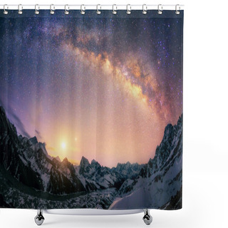Personality  The Dome Of The Milky Way Under The Main Himalayan Ridge. Shower Curtains