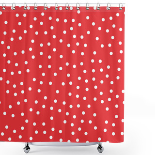 Personality  White Polka Dots Seamless Pattern On Red Background Unusual Classic White Polka Dots Textile Shower Curtains