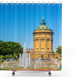 Personality  Fountain And Water Tower On Friedrichsplatz Square In Mannheim - Shower Curtains