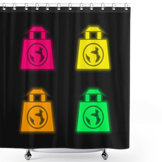 Personality  Bag Four Color Glowing Neon Vector Icon Shower Curtains