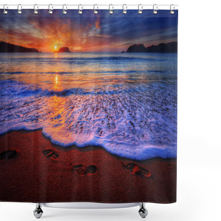 Personality  Sunset Over An Ocean Beach Shore Shower Curtains