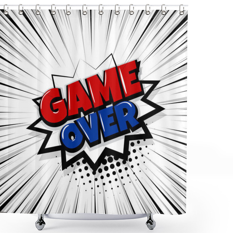 Personality  Game Over Comic Text Stripperd Backdrop Shower Curtains